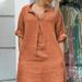 Elegant V-Neck Casual Maxi Dress For Women - Soft Cotton Blend Comfort Fit Long Sleeve Tunic Dress With Pockets In Versatile Colors_ecoleips.com