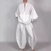 Women's Clothing Autumn_women's Loose Casual Solid Color Pocket Half Zip Top Flower Bud Pants Suit_ecoleips.com