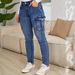 K Women's Fashionable Low-Waist High-Elastic Denim Jeans With Side Pockets And Gathered Details For A Slimming And Trendy Office Look_ecoleips.com