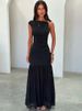 Mozision Diagonal Collar Sleeveless Sexy Maxi Dress Women Elegant Backless Bodycon Pleated Ruched Club Party Long Dresses_ecoleips.com