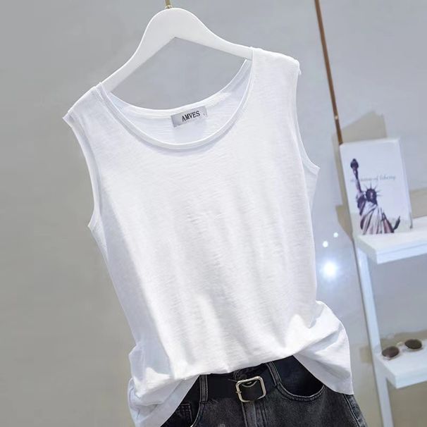 Summer Women's Loose-fitting Camisole Top, Korean Style, Bamboo Cotton, Versatile Sleeveless T-shirt, Base Shirt, Top_ecoleips.com