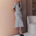 Talenza Floral Print Contrast A-Line Dress For Women Lace Up Lapel Short Sleeve Bodycon Summer Female Fashion Elegant Slim Dress_ecoleips.com