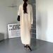 Women's Style Chic Retro Color Block Knit Dress Elegant Pleated Loose Long Skirt_ecoleips.com