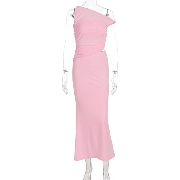 Elegant Womens One Shoulder Sleeveless Bodycon Sheath Dress Slim Fit Casual Party Cocktail Evening Dress For Women_ecoleips.com
