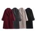 Women's Long Wool Coat – Oversized Streetwear Trench Coat With Notched Lapel (Black/Khaki/Gray/Burgundy)_ecoleips.com