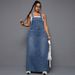 K Large Size Women's New Denim Spicy Style Shoulder Strap Skirt_ecoleips.com