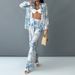 Women's Clothing New Casual Printed Lace Up Shirt Trousers Fashion Spring Suit_ecoleips.com