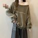 American Retro Off-Shoulder Long Sleeve Sweatshirt For Women, Autumn Winter, Fleece-Lined, Thickened, Loose Fit, Plus_ecoleips.com