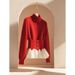 girl Shanli Dadi Loose Fit Soft Lazy Style Christmas Red Sweater For Women Winter Unique Thick Knit_ecoleips.com