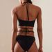 Women's Clothing Bikini Two-Piece Swimsuit Black Strap Hollow Out Design Polyester Fabric Bikini Set_ecoleips.com