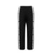 Women's Clothing Leg Pants Fashion Straight Leg Pants With Side Buttons & Striped Design - High Waist Wide Leg Trousers In Stretch Knit Fabric_ecoleips.com