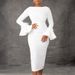 Women's Clothing Winter New Fashion Solid Color Hip Bell Sleeve Dress_ecoleips.com