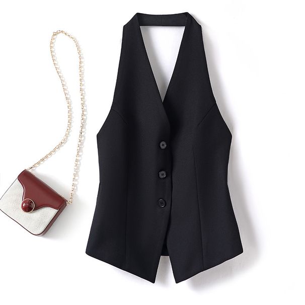 Women's Clothing Spring and autumn halter neck suit vest for women 2024 spring new top design niche waistcoat_ecoleips.com