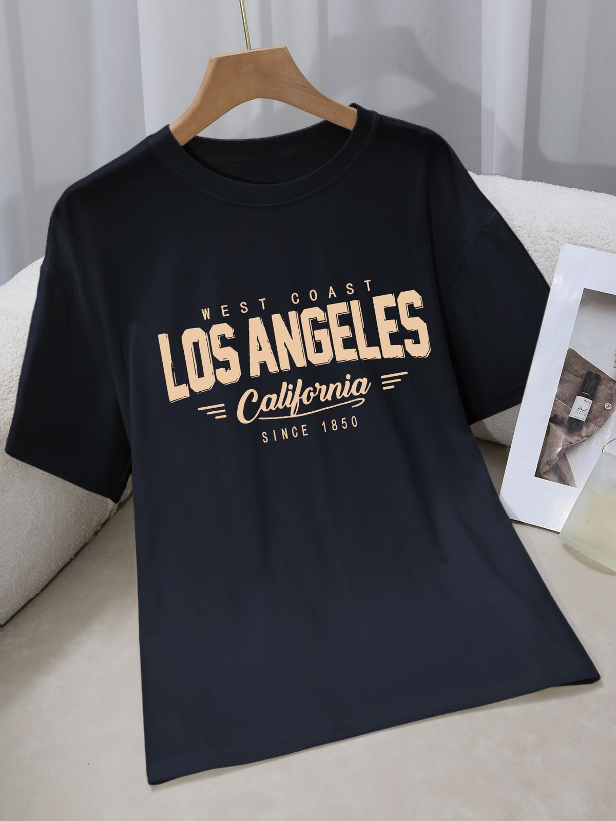 Women's Casual Round Neck Short Sleeve T-Shirt Multi-Color American Style Simple Fashionable Sports Top Solid Loose Printed_ecoleips.com