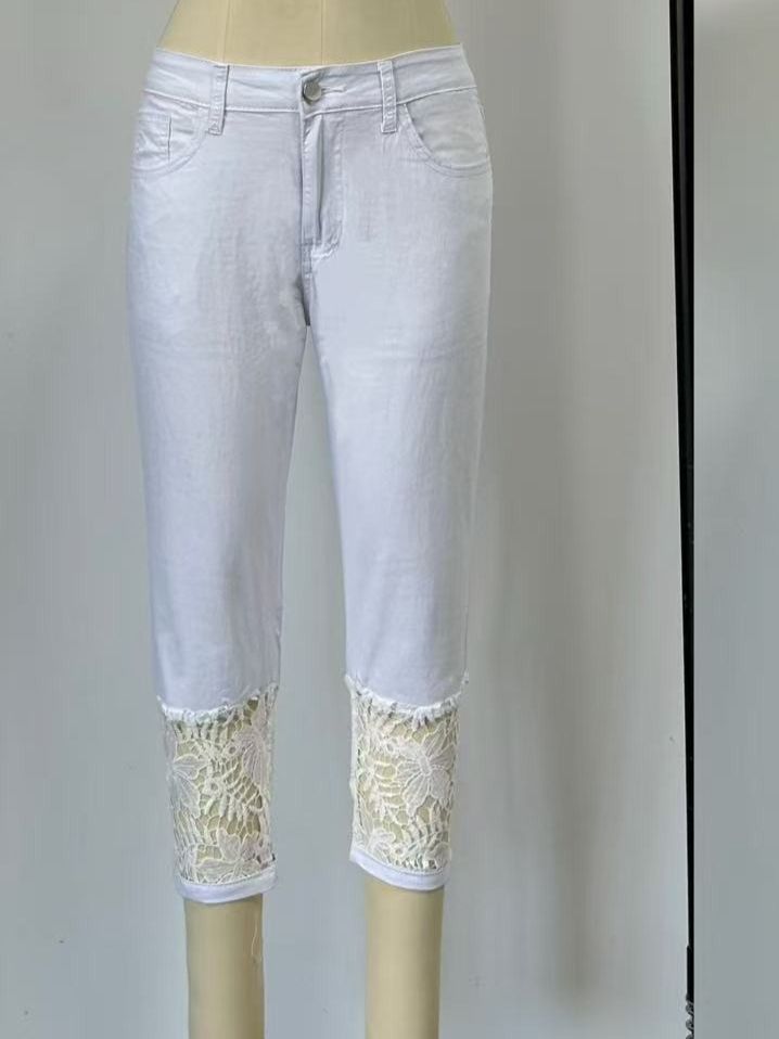 K Lace Ankle Thin Stretch Jeans For Women To Look Slim_ecoleips.com
