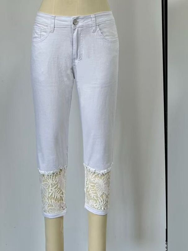 K Lace Ankle Thin Stretch Jeans For Women To Look Slim_ecoleips.com