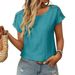 Women's Clothing Solid Color Round Neck Button Short Sleeved T-Shirt Spring Summer New Style American Hollow Top_ecoleips.com