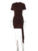 Mozision Backless Short Sleeve Sexy Mini Dress Women Elegant Metal Buckle Skinny Draped Ruched Club Party Dresses Female Clothes_ecoleips.com