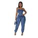 Women's Clothing Splicing Tube Top Women's High Elastic Fashion Waist Slimming Denim Jumpsuit_ecoleips.com