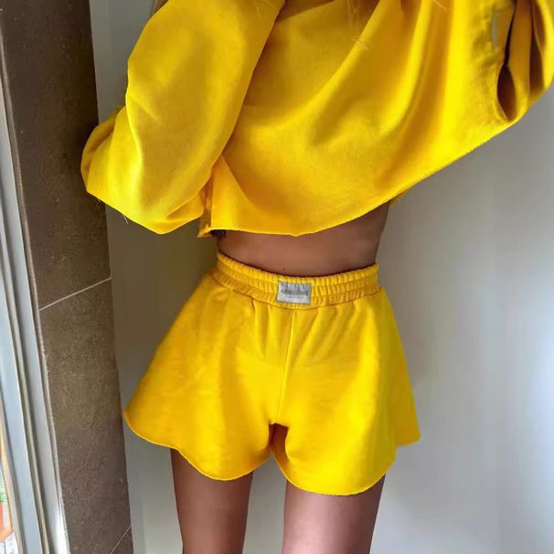 Women's Clothing Autumn New Women's Knitted Long Sleeved Sweater Shorts Suit Jogging Sports Suit Two Pieces_ecoleips.com