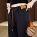 "High-Waisted Flared Jeans – Stretch Denim Pants With Lined Warmth (Plus Size, Black/Deep Blue)"_ecoleips.com