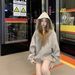 High-end Striped Hooded Casual Loose American Style Sweatshirt For Women 2025 Autumn New Unique Top_ecoleips.com
