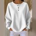 Women's Round Neck Waffle Knit Pullover Loose Top Solid Color Fashion T-Shirt Foreign Trade 2025 Autumn Winter New_ecoleips.com