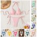 Women's Clothing New Halter Neck Tie Backless Sexy Bikini Summer Beach Pit Stripe_ecoleips.com