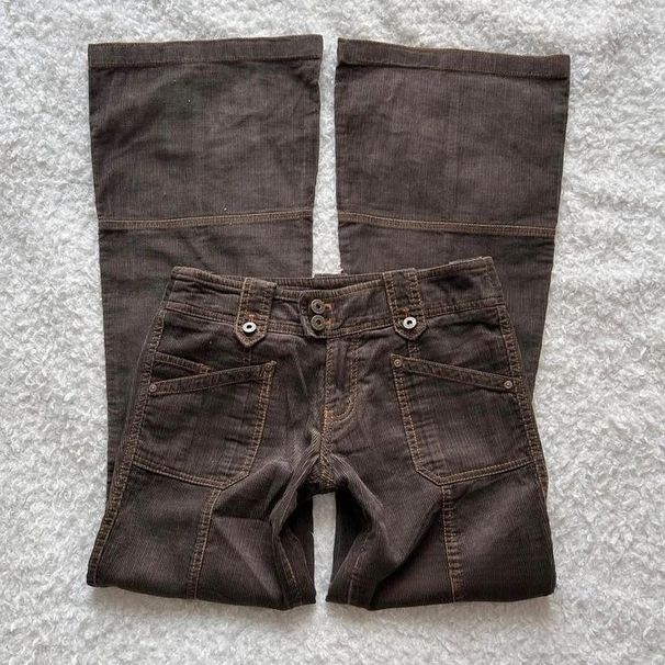 Women's Retro Low Waisted Flared Jeans Vertical Stripes Buckle Belt Wholesale European American Cross Border Trade Denim_ecoleips.com