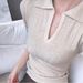 Korean-Style Polo Collar Half-Sleeve Knit Base Shirt For Women, New Spring-Summer Slim-Fit Inner Top With Straight_ecoleips.com