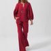 Women's Linen-Blend V-Neck Top & Straight Pants Set – Relaxed Two-Piece Outfit For Casual & Work (7 Colors, S-3XL)_ecoleips.com