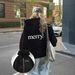 "Women's Letter Print Hooded Sweatshirt – Winter Fleece-Lined Thickened Pullover, Oversized Streetwear Top"_ecoleips.com