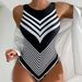 Women's Clothing Summer New Hot Style Sexy Sling One Piece Striped Swimsuit Quick Drying Swimsuit Suit_ecoleips.com