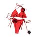 Women's Clothing Drawstring Strap Split Swimsuit Bikini Bikini_ecoleips.com