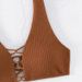 Women's American Style Solid Color High-Waisted Bikini Sexy Beach Two-Piece Swimsuit Sleeveless Wire-Free Nylon_ecoleips.com