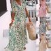 Women's Summer V Neck Long Dress Printed Short Sleeve Versatile Beach Style Bohemian Casual Cotton Blend Dress for Ages 16-45_ecoleips.com