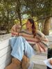 Women's Clothing Fashion Retro Color Block Cozy Oversized Batwing Sleeve Sweater - Retro Color Block Knit Pullover For Women, Autumn Winter Fashion_ecoleips.com