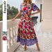 Spring Summer Women Casual Vacation Printed Midi Dress Beach Holiday Outfit_ecoleips.com