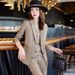 Pink Women's Professional Three Piece Business Executive Suit Vest Set British Style_ecoleips.com