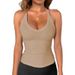2026 European And American Cross-border Women's Ribbed Tank Top, Summer Basic Style, Sexy Slim-fit Camisole With V-neck_ecoleips.com