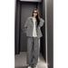 Piece Tweed Matching Set For Women, Button Up Loose Jacket And Wide Leg Trousers, Comfortable Outfit For Everyday, Streetwear & Weekend_ecoleips.com