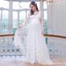 Maternity Wedding Dress European American Style Lace Long Sleeves V Back Puffy Skirt Maternity Dress_ecoleips.com