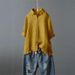 Women's Clothing Women's Casual Cotton Linen Short Sleeve Shirt Single Breasted Ruffle Design Style Clothing Top_ecoleips.com