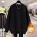 Fashion Solid Color Women's Sweatshirt Pure Cotton Fleece Lined Thick Winter Versatile Spring Autumn Style Factory Direct Sales_ecoleips.com