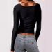 Women's Cropped Square Neck Pullover Top Long Sleeved Milk Silk New Fashion_ecoleips.com