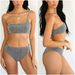 Women's One-Shoulder Glitter Bikini Set With Gold & Silver Shine - Sexy Swimwear For Beach & Pool - Comfortable & Stylish (S/M/L)_ecoleips.com