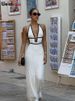 Weird Puss Sexy Elegant Halter Dress Women Summer Backless Lace-Up Color-Block Sleeveless Trendy Nightclub Wild Fashion Clothing_ecoleips.com