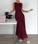 Summer 2026 Women's Sleeveless Pleated Long Dress Elegant Fashionable Casual Thin Material Cross Border Europe & America_ecoleips.com