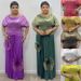 Elegant Plus Size V-Neck Gold Foil Batwing Sleeve Top & Pleated Skirt Set – Summer & Spring Casual Outfit_ecoleips.com
