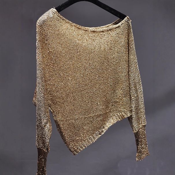 Aria Basics Aria Basics European And American Spring Summer New Sweater Round Neck Bell Hollow Knitted Sun Protection Long Sleeve Women's_ecoleips.com